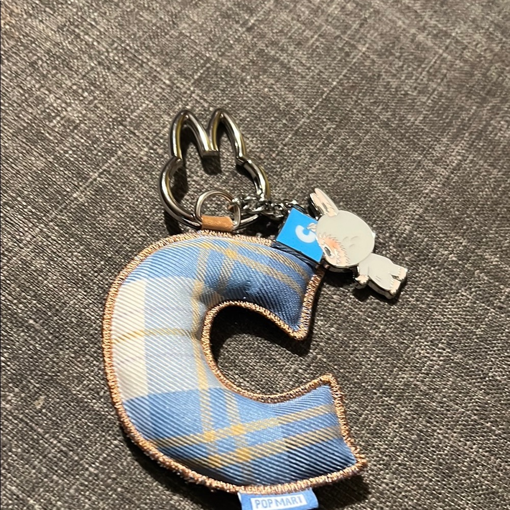 Blue Plaid Letter C Keychain labubu popmart